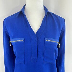 Chic Minimalist Royal Blue Blouse Tunic Lightweight - XSmall